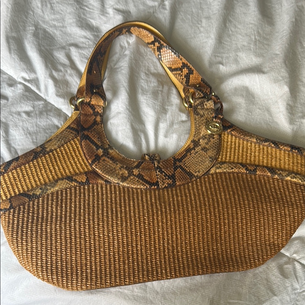Brahmin Stylish Brown and Tan Woven Handbag